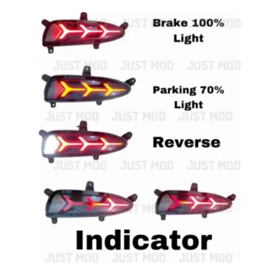 JUST MOD i20 Elite Matrix Reflector Light – Premium 4 Function LED Type 4 with Brake, Indicator & Reverse Light (2018)