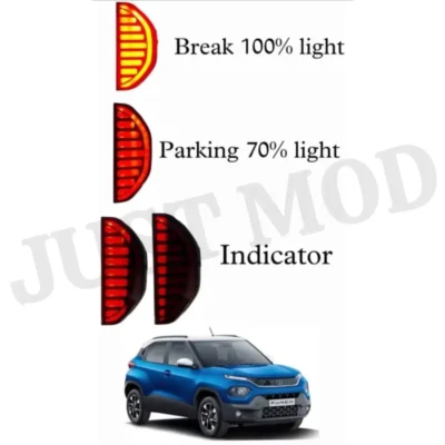 JUST MOD Tata Punch Matrix Reflector Light – Premium LED Type C with Scan Running Indicator (2021 Model, Red)