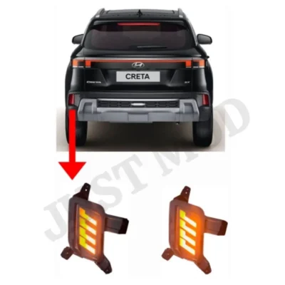 JUST MOD Creta Matrix Reflector Light – Premium Smoke LED Type A with Scan, Indicator & Reverse Light (2024+ Model, Red)