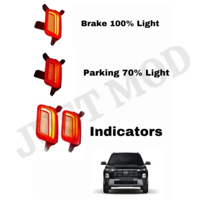 JUST MOD Creta Matrix Reflector Light – Premium LED Type C with Scan Running Indicator (2024+ Model, Red)