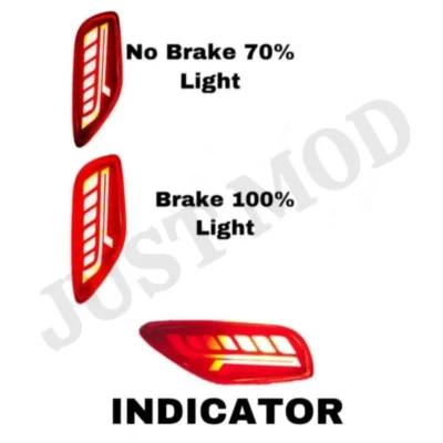 JUST MOD Kia Seltos Matrix Reflector Light – Premium 3 Function LED Type B with Running Indicator (Waterproof, Red)