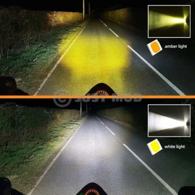 Genuine Mini Drive Fog Light for Car, Bike White / Yellow Hi/Low Beam Metal Body with On/Off Switch | (Set of 2) | JUSTMOD