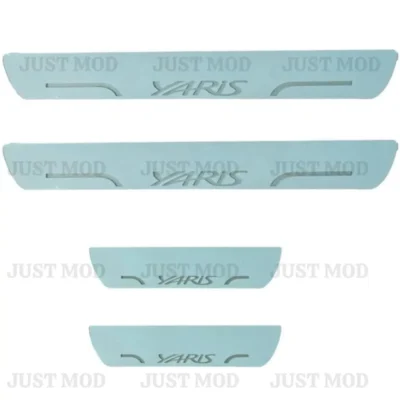 Just Mod Yaris LED Sill Plate – Premium Chrome Finish Scuff Plate Set of 4 (Blue Light)