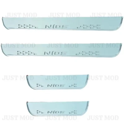 Just Mod Nios LED Sill Plate – Premium Chrome Finish Scuff Plate Set of 4 (Blue Light)