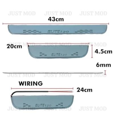 Just Mod Elite i20 LED Sill Plate – Premium Chrome Finish Scuff Plate Set of 4 (Blue Light)