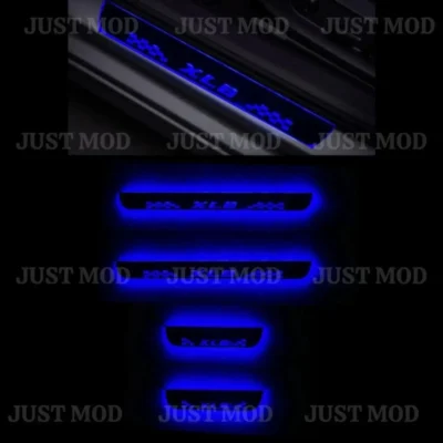 Just Mod XL6 LED Sill Plate – Premium Chrome Finish Scuff Plate Set of 4 (Blue Light)