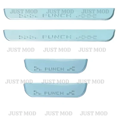 Just Mod Tata Punch LED Sill Plate – Premium Chrome Finish Scuff Plate Set of 4 (Blue Light)
