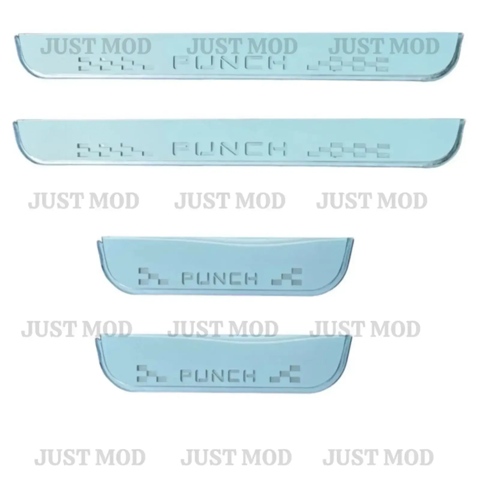 Just Mod Tata Punch LED Sill Plate – Premium Chrome Finish Scuff Plate Set of 4 (Blue Light) - Image 4