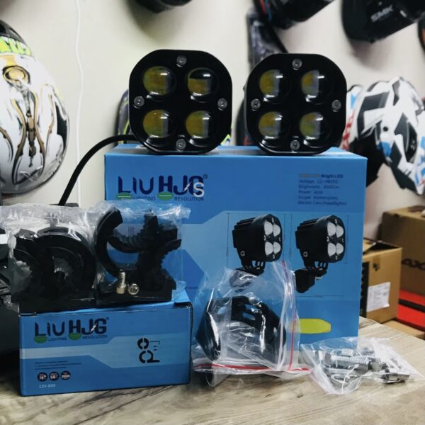 HJG 4 LED Fog Lamp Dual Colour White/Yellow 12V 40W Super Bright for Car & Bikes | (Pack of 2) | JUSTMOD