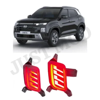 JUST MOD Creta Matrix Reflector Light – Premium LED Type A with Scan Running Indicator (2024+ Model, Red)