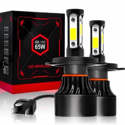 65W H4 Car Headlight Bulb Car & Bike – Super Bright 6000K Pure White Lighting Pack of 2