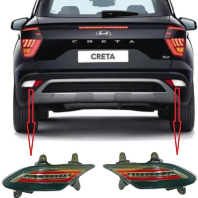 Creta 2020 Rear Bumper Reflector – Premium OEM Both Side Reflector with Bulb (Pack of 2)
