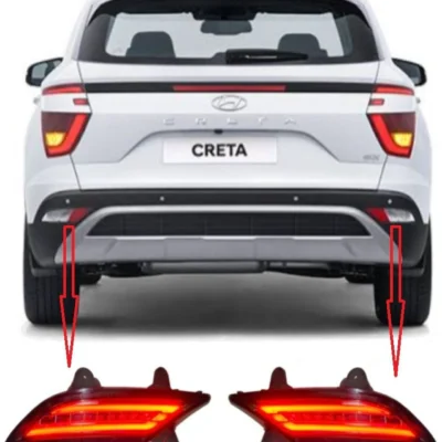 Creta 2020 Rear Bumper Reflector – Premium OEM Both Side Reflector with Bulb (Pack of 2)