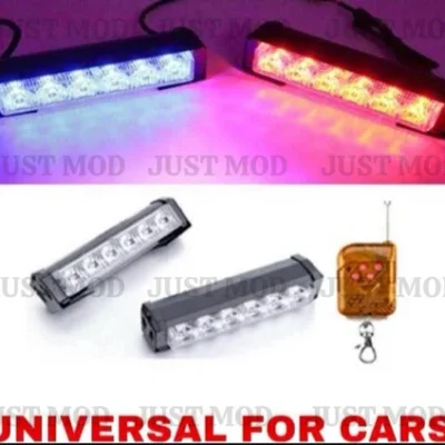 Police Flasher 6 Inch Dual Flasher (White, Red, Blue) Remote – Universal For Cars