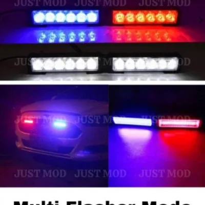Police Flasher 6 Inch Dual Flasher (White, Red, Blue) Remote – Universal For Cars