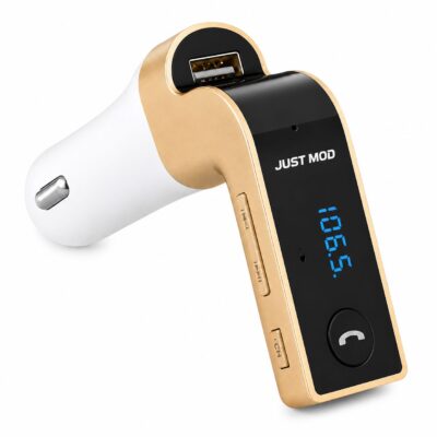 Universal Wireless Bluetooth FM Transmitter Car Kit with Hands-Free Calling, USB Charger & Stereo Music Player for Android and iPhone Devices
