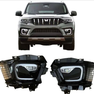 Scorpio N Matrix Fog Lamp DRL with Sequential Indicator & White LED Fog Light Bulb (Pack of 2)