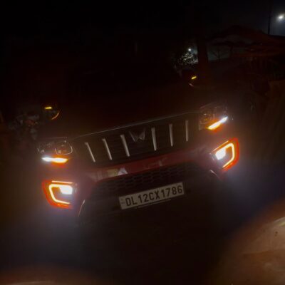 Scorpio N Matrix Fog Lamp DRL with Sequential Indicator & White LED Fog Light Bulb (Pack of 2)