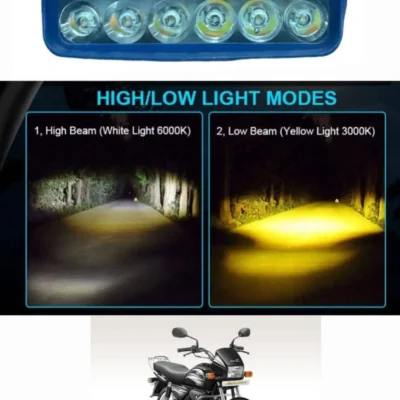 12 LED White & Yellow Fog Lamp Light for Car & Bike | Universal Dual Color Fog Light Set