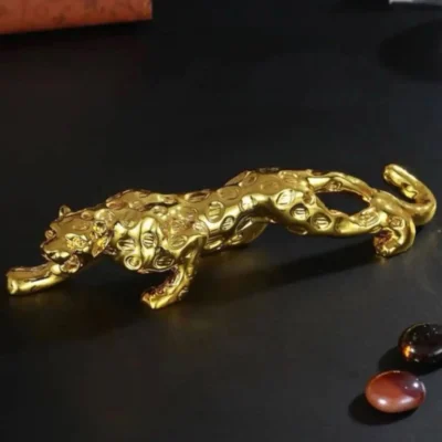 Jaguar Panther Gold Plated Animal Car Dashboard Showpiece – Premium Decorative Animal Figurine 7 cm