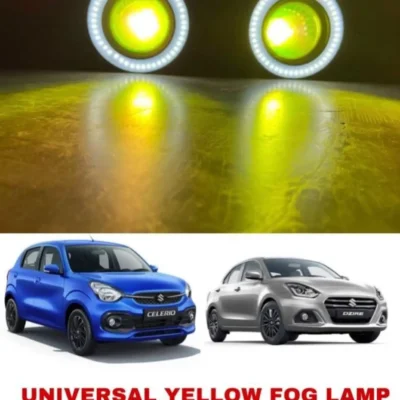 Universal Yellow Fog Lamp with White Angel Eye DRL | Waterproof Car Fog Light
