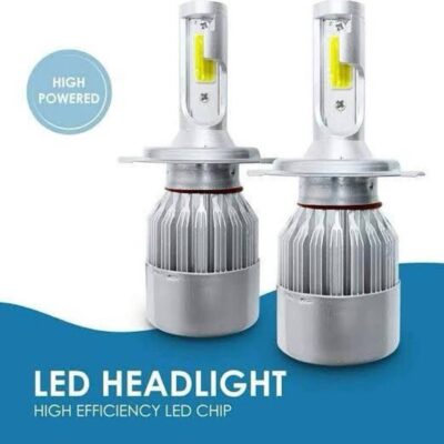 C6 9006 LED Headlight Bulb 6500K White with Cooling Fan | Universal Car Headlight Set