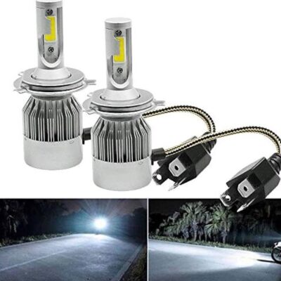 C6 H4 LED Headlight Bulb with Cooling Fan 6500K White | Car & Bike Headlight Set