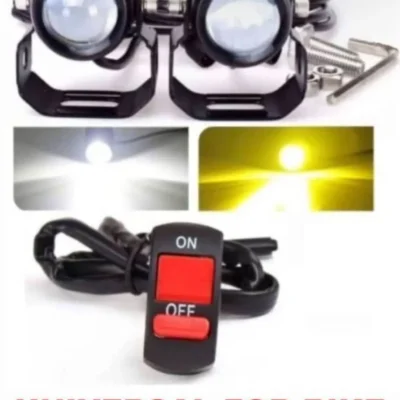Mini LED Metal Fog Lights 40W Amber & White Projector High Low Beam for Bike & Car