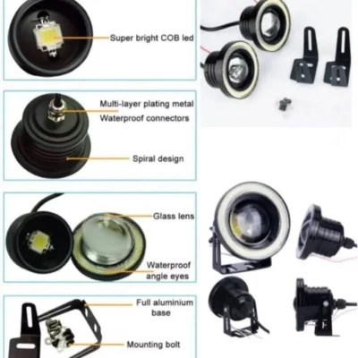Angel Eye High Power LED Fog Light Projector with White Angel Eye Ring 15W Waterproof Driving Lamp (Pack of 2)