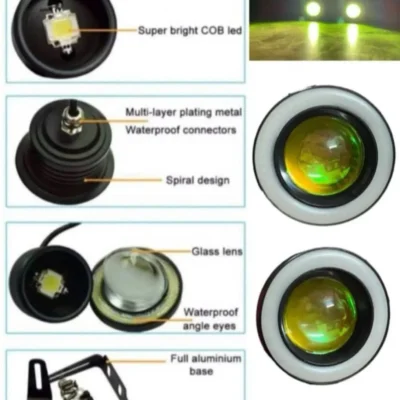 Universal Yellow Fog Lamp with White Angel Eye DRL | Waterproof Car Fog Light