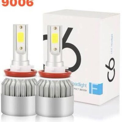 C6 9006 LED Headlight Bulb 6500K White with Cooling Fan | Universal Car Headlight Set