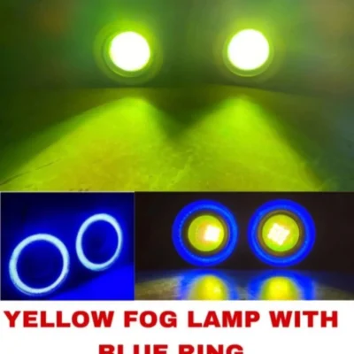 Blue Angel Ring with Yellow Led Light Fog lamp metal Body Pack of 2