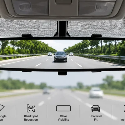 Panoramic Universal Car Rear View Mirror | Wide Angle Vision & Blind Spot Reduction
