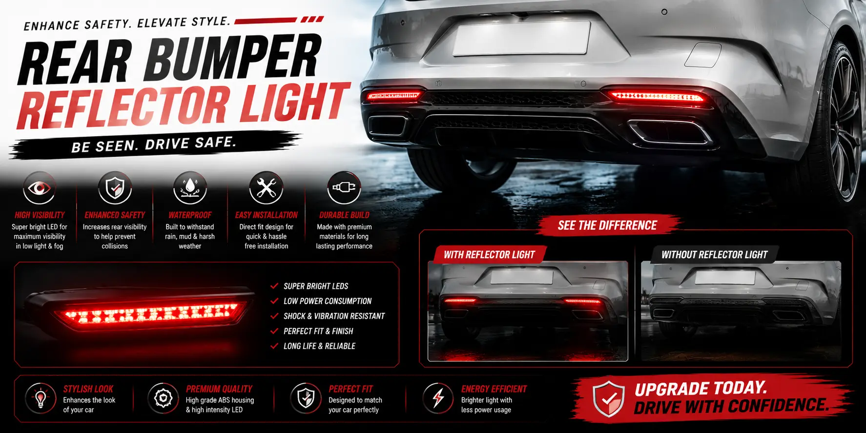 car rear bumper reflector light