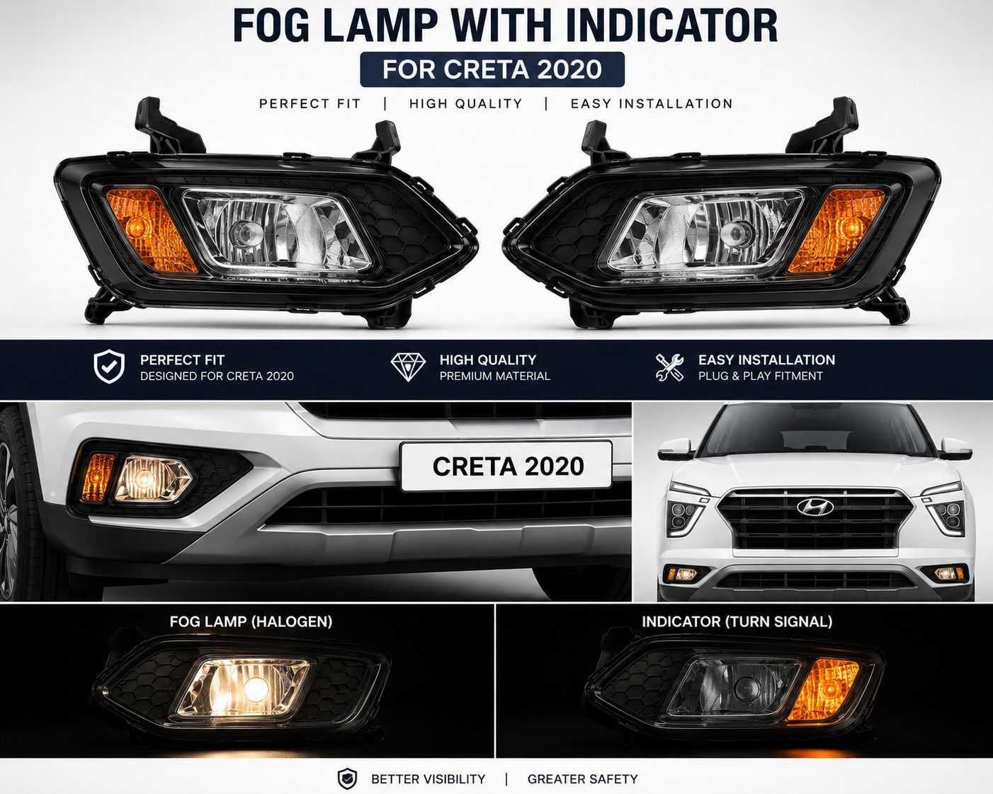 Creta 2020 Fog Lamp Both Side - Original OEM Fit ( 1 Set ) | JUST MOD™ - Image 5