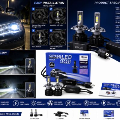 Genuine Crystal Eye LED 130Watt H4 Size High Performance Bulb | JUST MOD™