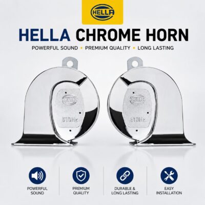 Hella Chrome Trumpet Horn High Low Tone – Premium Loud Sound Creta Type | JUST MOD™