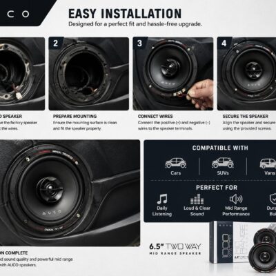AUCO 6.5-inch 2-way mid-range speakers 1000W Max | High Performance Car Audio Speakers