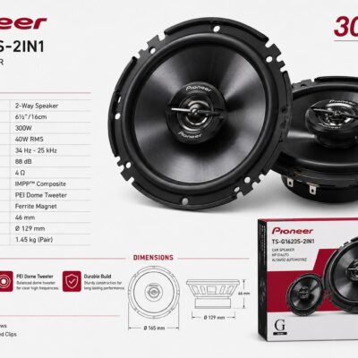 Pioneer TS-G1620S 6.5-inch 2-way coaxial speakers | High Power Audio Upgrade (1 Pair)