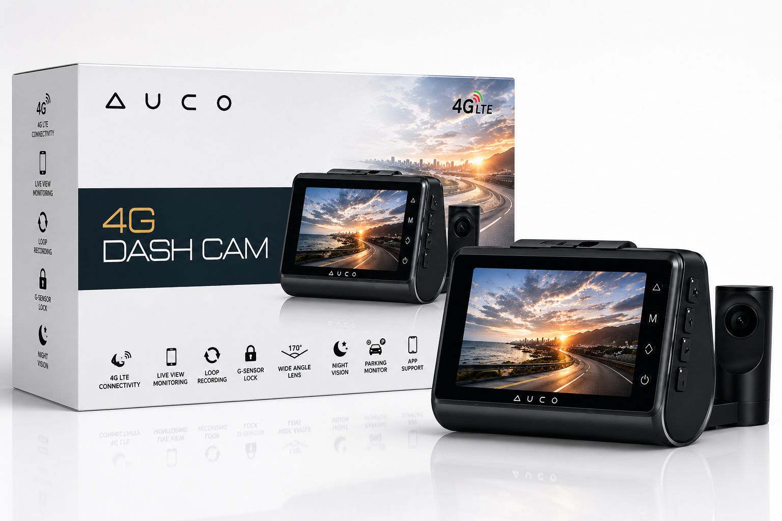 AUCO 4G LTE Dash Cam Front & Rear Camera
