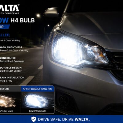 Walta Halogen Headlight Bulb 130W (High Beam) / 100W (Low Beam)- Super Bright Yellow Light ( Pack of 2 Bulb )