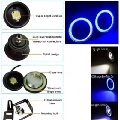 Universal Blue Angel LED Fog Lamp Unit for Car  | High Brightness Driving & Fog Light