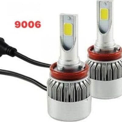 C6 9006 LED Headlight Bulb 6500K White with Cooling Fan | Universal Car Headlight Set
