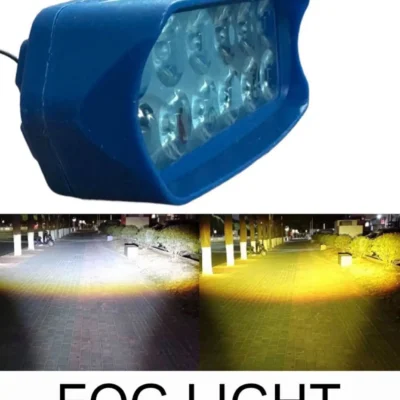 12 LED White & Yellow Fog Lamp Light for Car & Bike | Universal Dual Color Fog Light Set