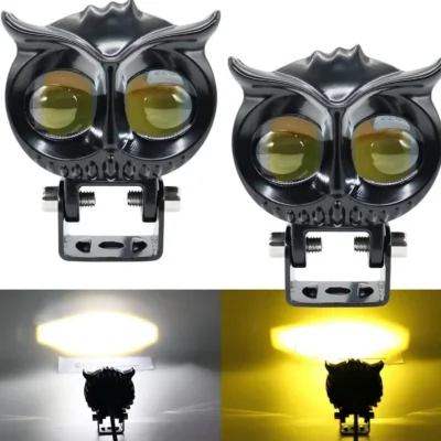 OWL Dual Color LED Fog Light White/Yellow Multi Mode 40W | Bike & Car Fog Lamp (Pair)