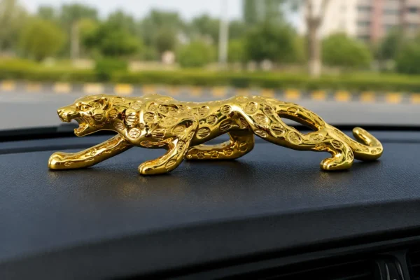 Jaguar Panther Gold Plated Animal Car Dashboard Showpiece