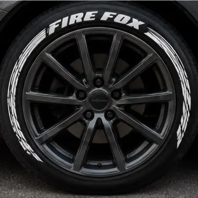 Fire Fox Tyre Sticker Kit with Wheel Rim Decals | Car Tyre Lettering Set (Pack of 8 with glue)