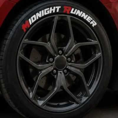 Midnight Runner 3D Tyre Sidewall Sticker Kit | Premium Wheel Tyre Lettering Decal (Pack of 8 with glue)