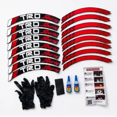 TRD Sports Car Tyre Sidewall Sticker Kit | Premium 3D Tyre Lettering Decal Set. (Pack of 8 with Glue)