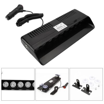 S1 9 LED Car Police Emergency Strobe Light Red Blue White Flashing Warning Light | 6 Flash Modes | Universal 12V Vehicle Safety Light Pack of 1